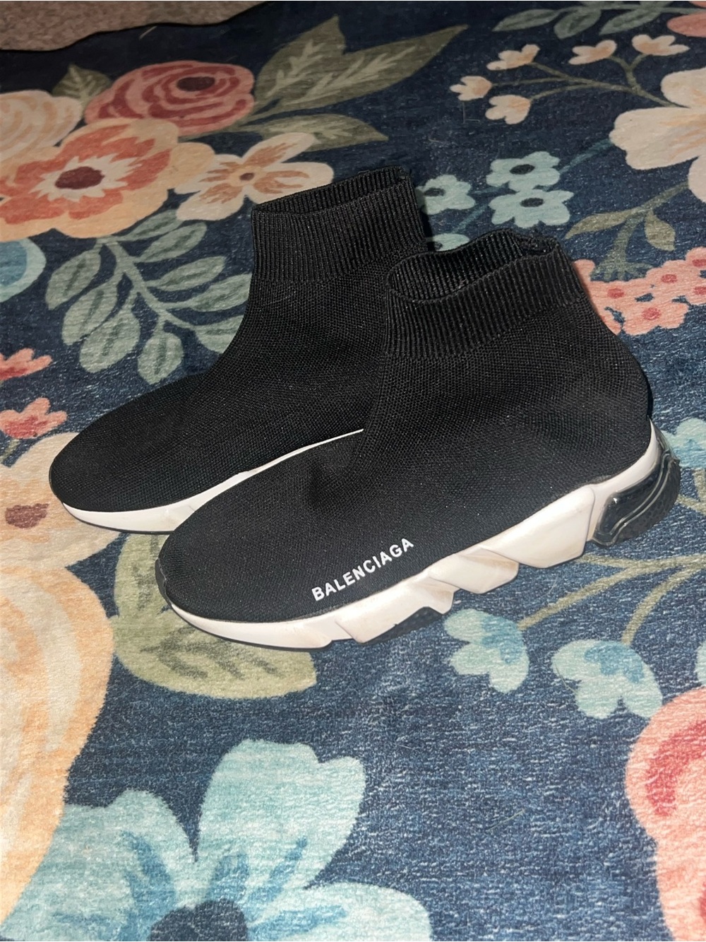 Balenciaga Kids Black and White Speed Trainer Sneakers